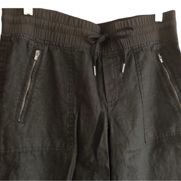 ATHLETA Cabo 100% Linen Wide-Leg Drawstring Pants in Black Size 10 -- COMFY!!! - Picture 7 of 8